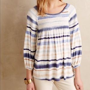 Anthropologie Meadow Rue Smocked Peasant Top